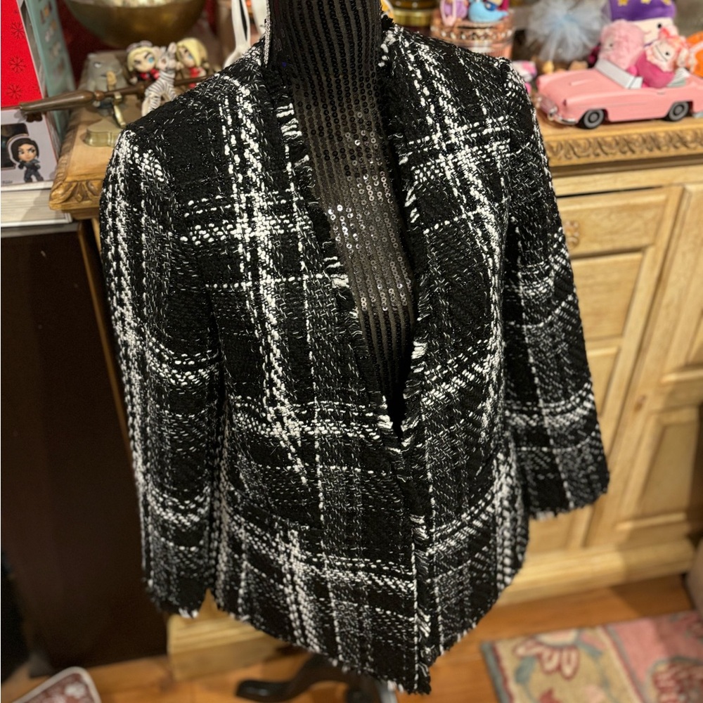 Express Tweed Women’s Blazer- black and white